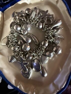 Stretchy Silver-Tone sea life Charm Bracelet - Women's Fashion Jewelry